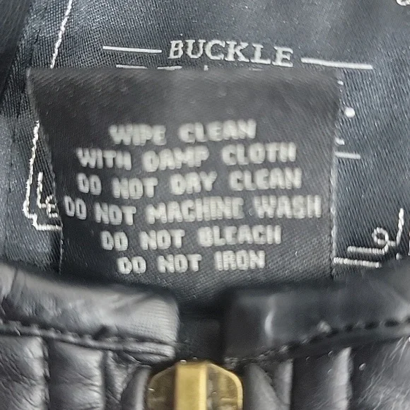 Buckle Black Fitted Faux Leather Brass Accent Embroidered Jacket size Small - Picture 4 of 9